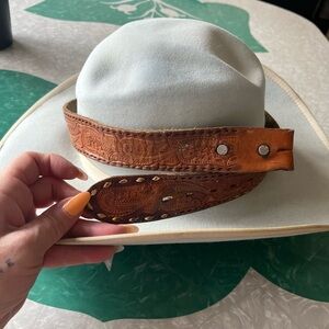 Vintage Well Loved Hand Tooled Leather Belt